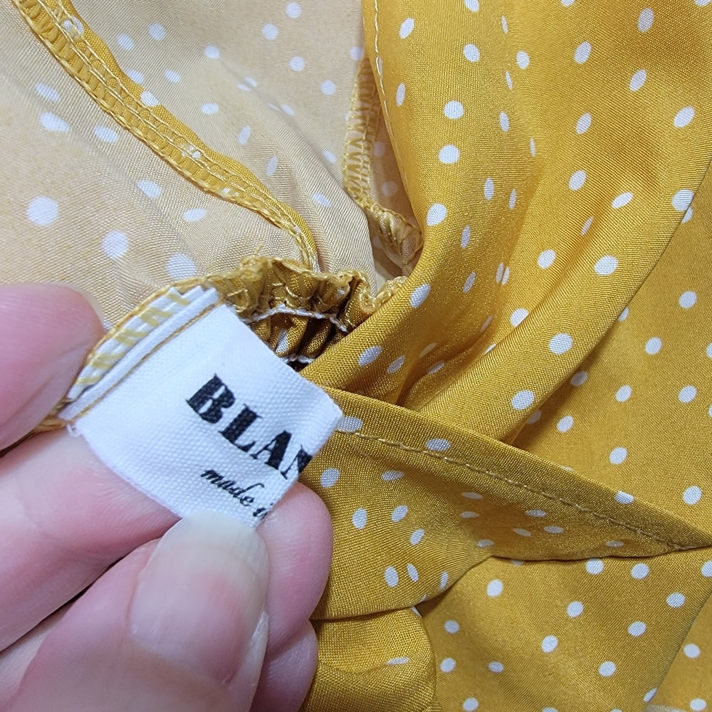 New! Blanche Mustard Yellow Flutter Sleeve Cropped Blouse Shirt Size M/L. - Picture 4 of 5